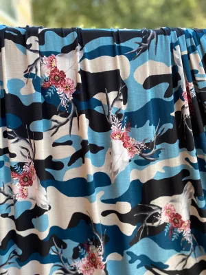 Bree Camo Bison Skull Floral Slubbed ITY