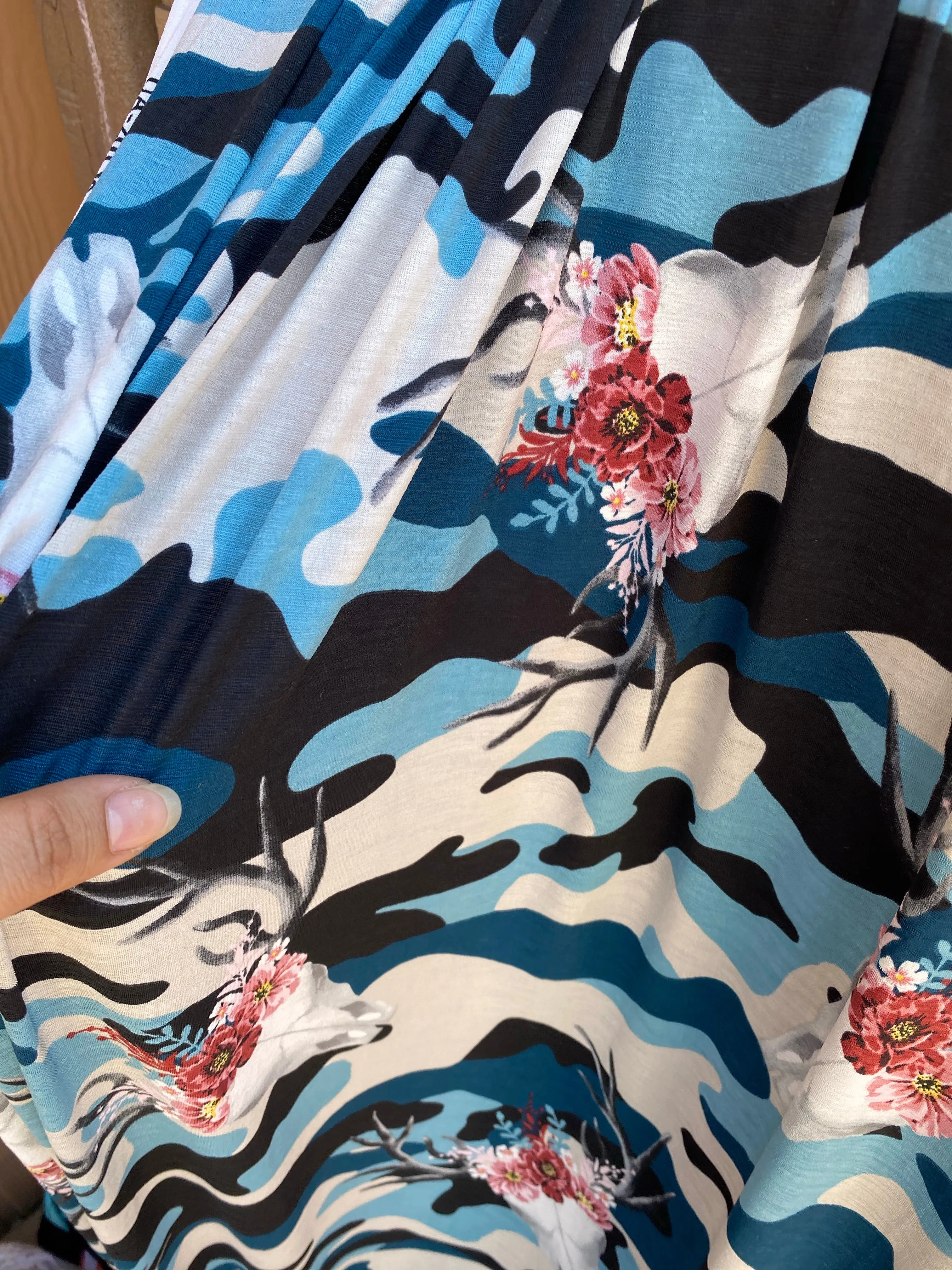 Bree Camo Bison Skull Floral Slubbed ITY