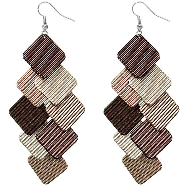 Brown Cascade Layered Dangle Earrings