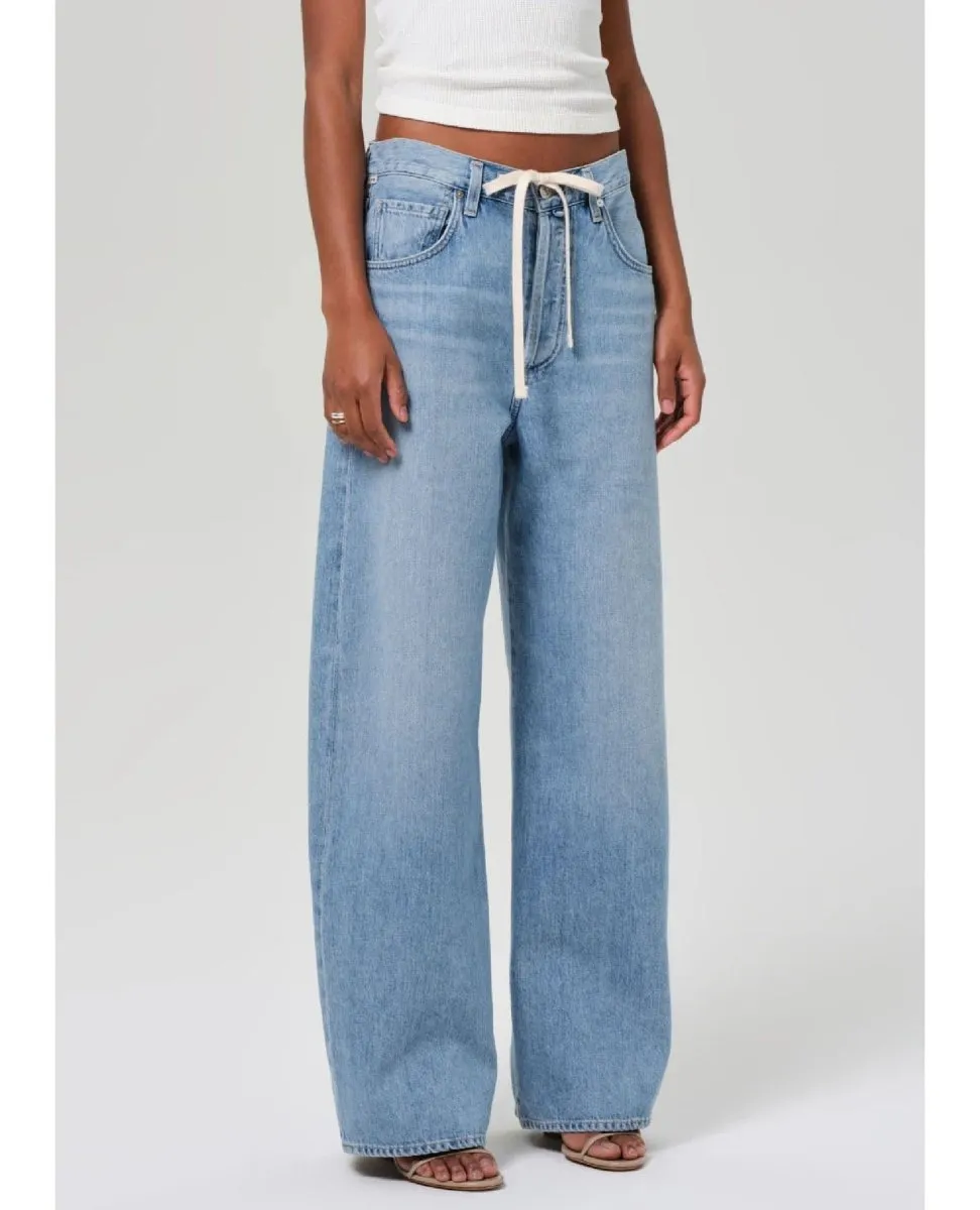 Brynn Drawstring Trouser in Blue Lace