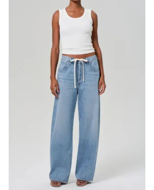 Brynn Drawstring Trouser in Blue Lace