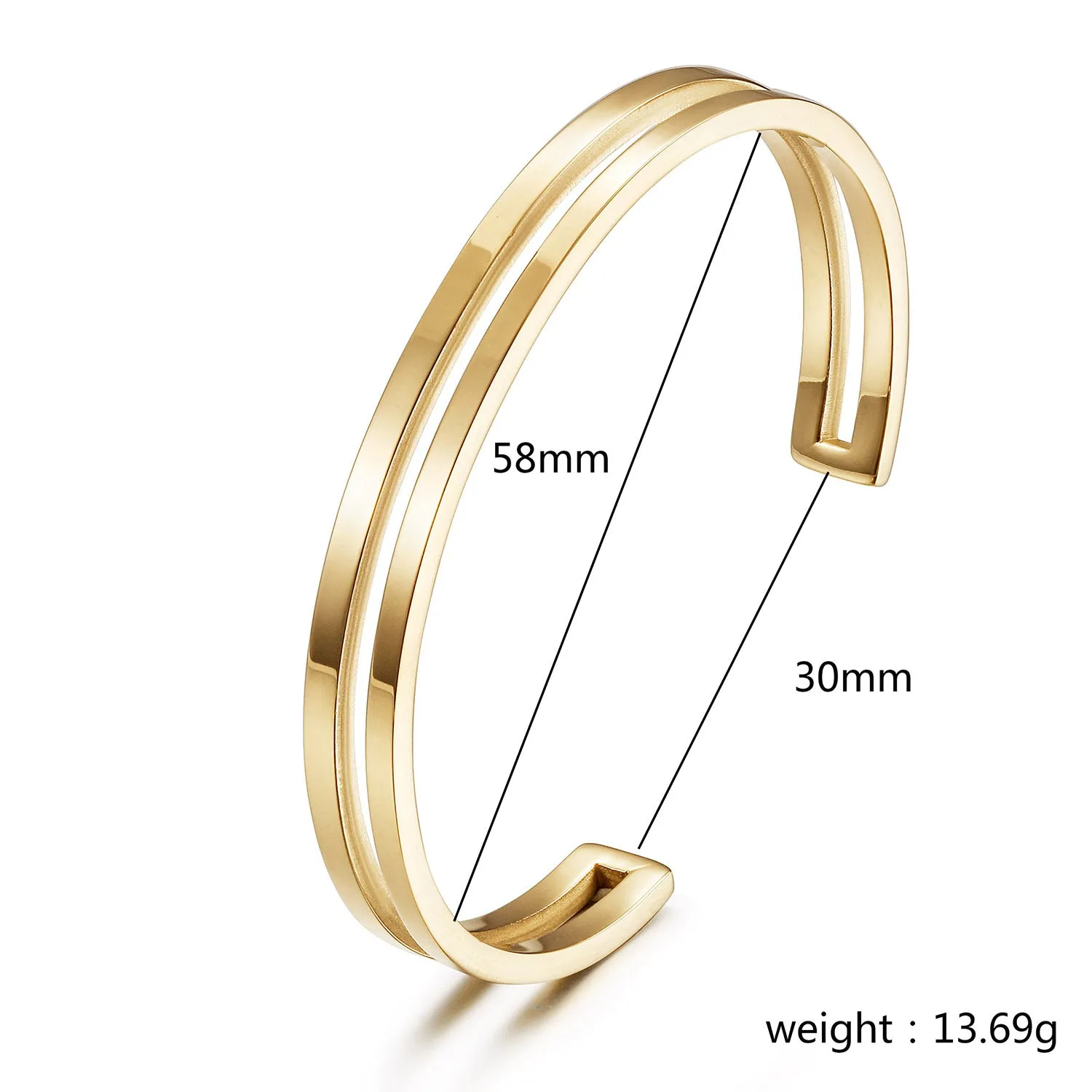C-shaped smooth surface bracelet-NSB1958STGC