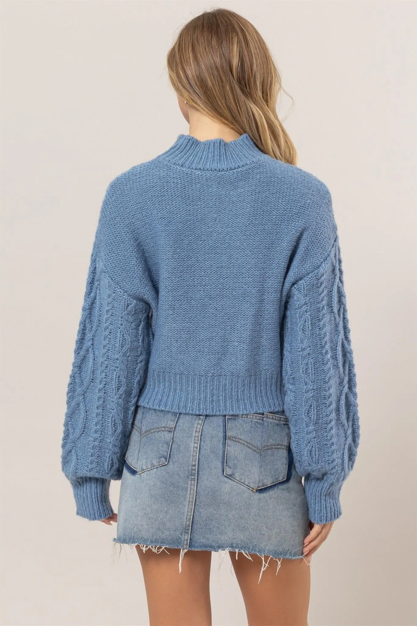 Cable-Knit Mock Neck Sweater