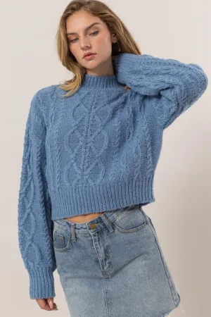 Cable-Knit Mock Neck Sweater