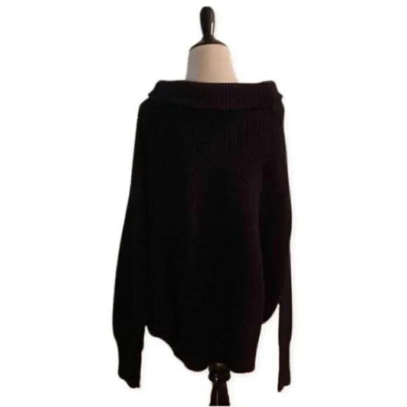 Calvin Klein Jeans Pull Over Sweater Turtleneck Relaxed Fit Black Women's M NWT