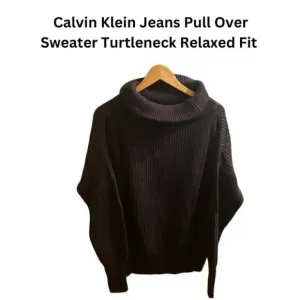 Calvin Klein Jeans Pull Over Sweater Turtleneck Relaxed Fit Black Women's M NWT