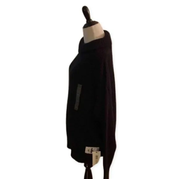 Calvin Klein Jeans Pull Over Sweater Turtleneck Relaxed Fit Black Women's M NWT