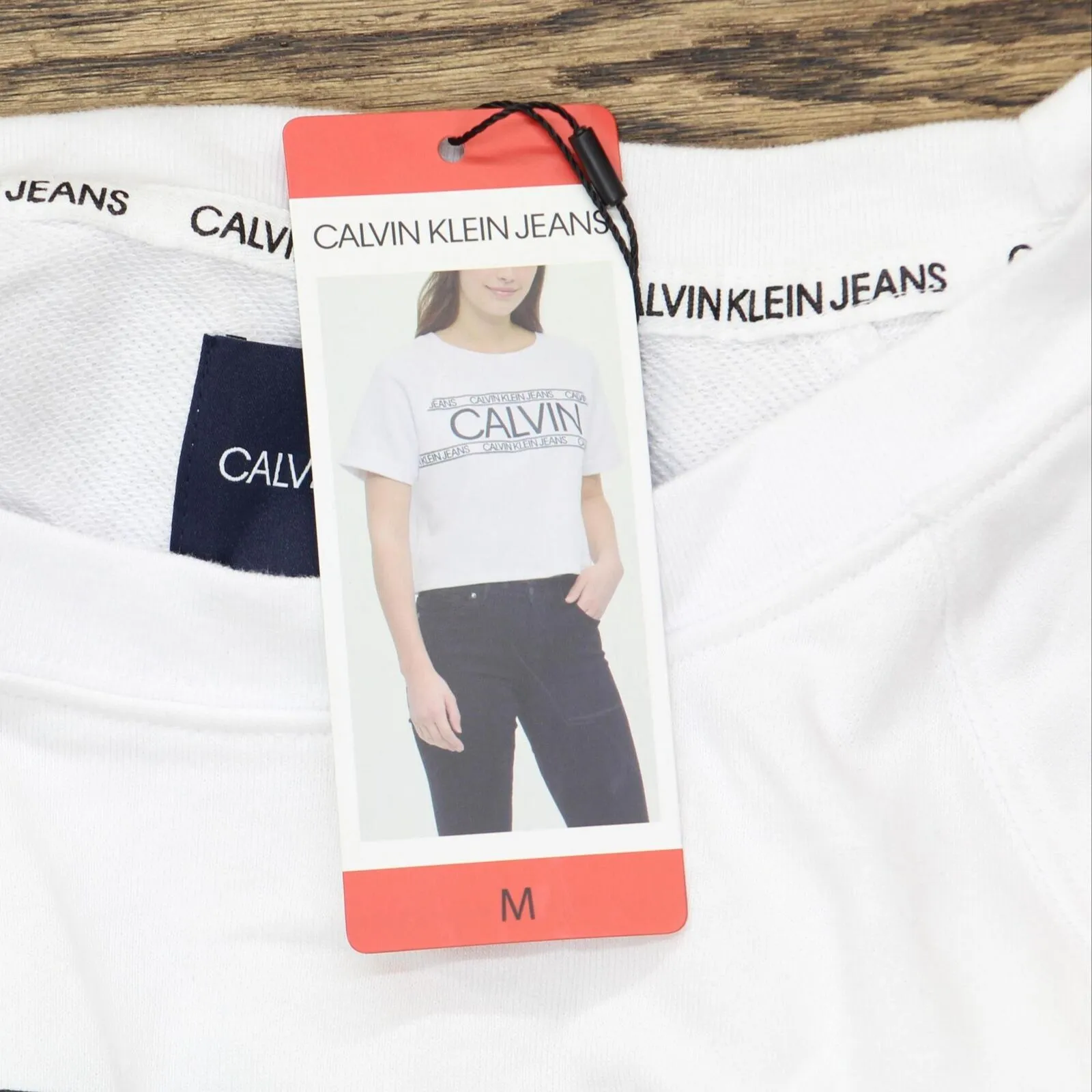 Calvin Klein Jeans Womens French Terry Logo Crop Top 1386876 White M