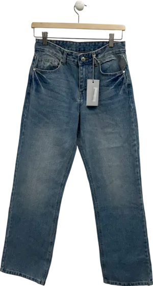 Cernucci Blue Mid Rise Relaxed Jeans In Antique Wash UK 8