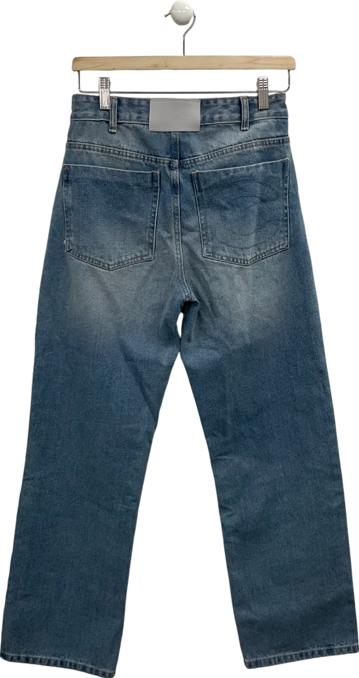 Cernucci Blue Mid Rise Relaxed Jeans In Antique Wash UK 8