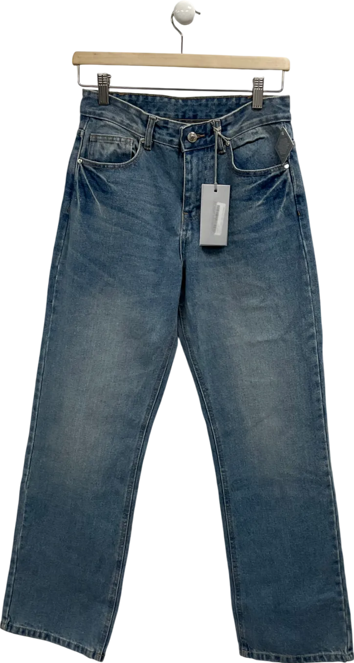 Cernucci Blue Mid Rise Relaxed Jeans In Antique Wash UK 8