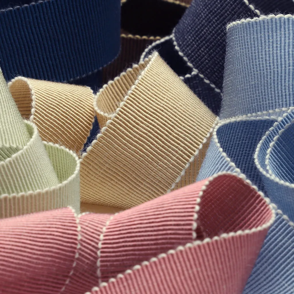 Chambray Grosgrain Ribbon #12 Off White & Black