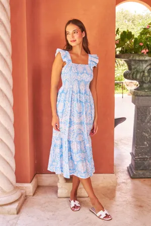 Charlotte Dress in Sky Jardin