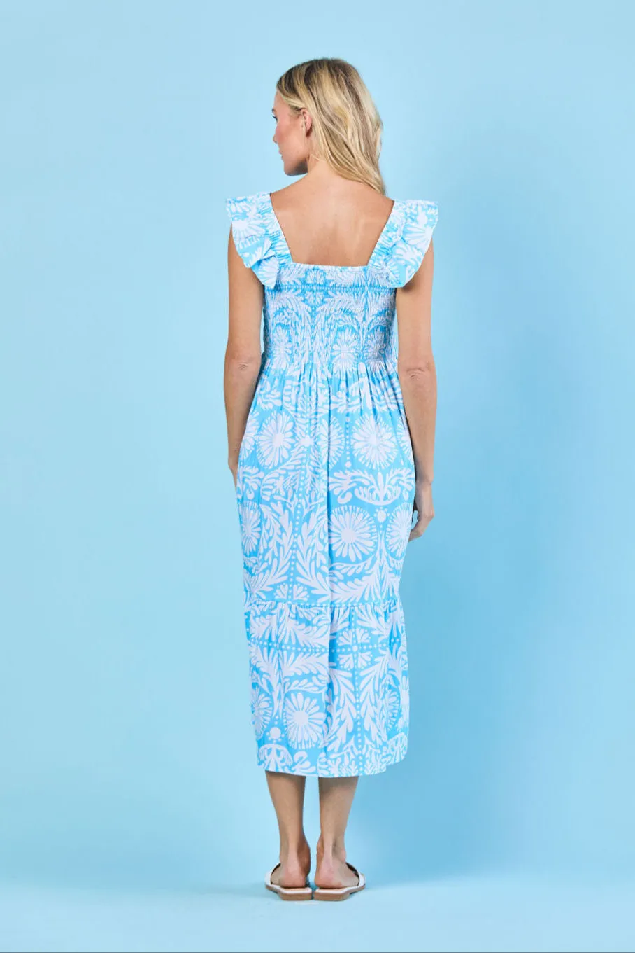 Charlotte Dress in Sky Jardin