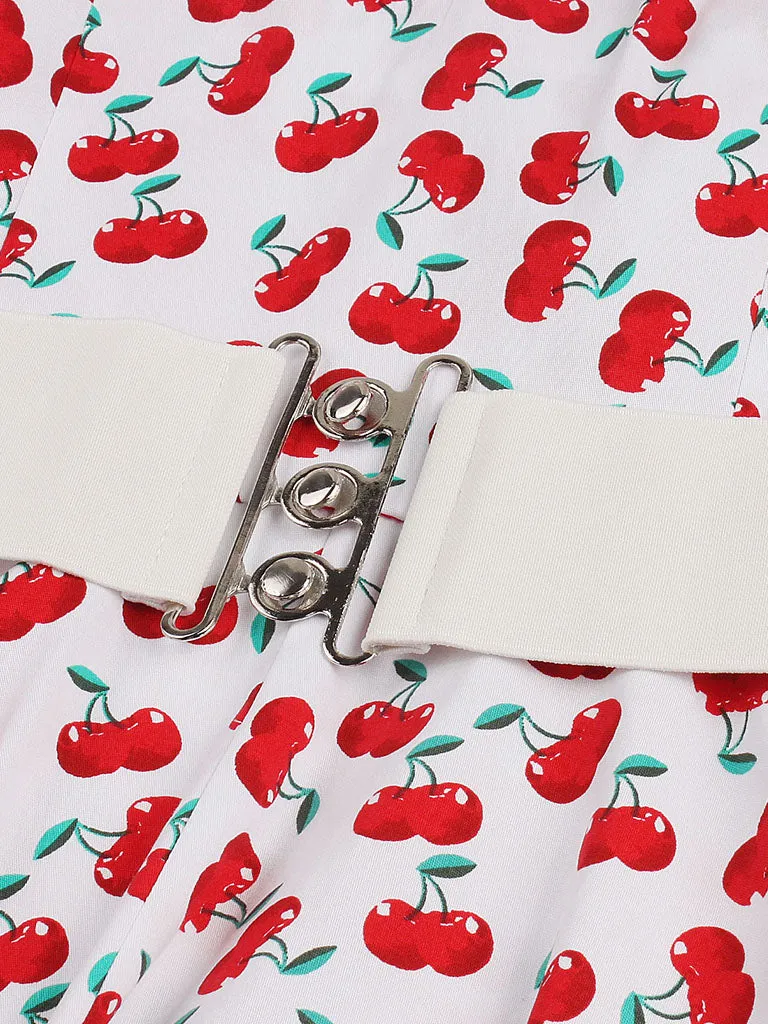 Cherry Off the Shoulder High Waist Halter 1950 Dress