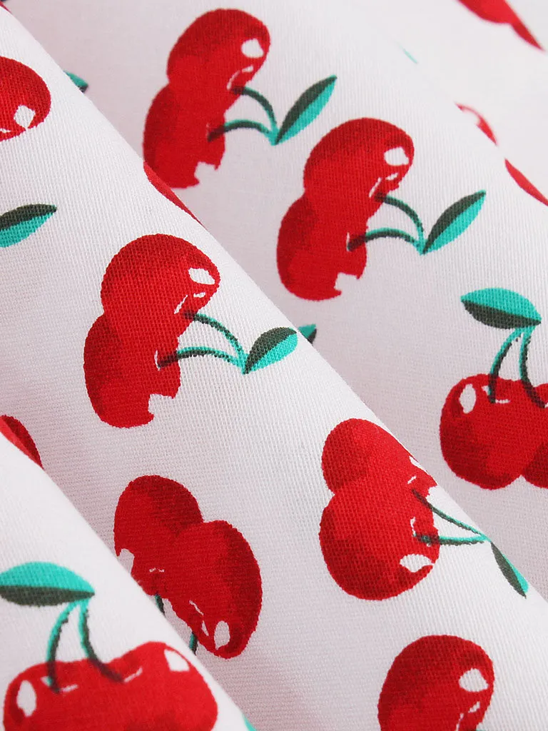 Cherry Off the Shoulder High Waist Halter 1950 Dress
