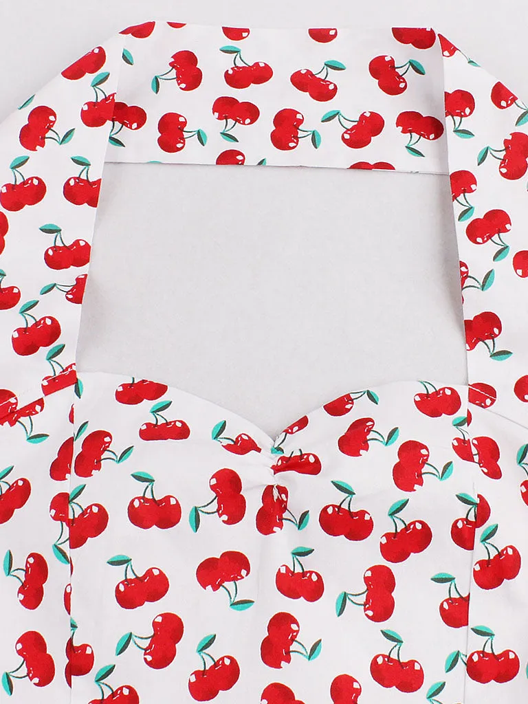 Cherry Off the Shoulder High Waist Halter 1950 Dress