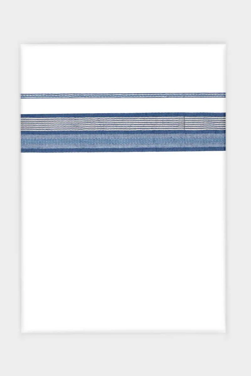 Classic Imran - Steel Blue Smooth Cotton Double Layered Dhoti With Fancy Borders | Uathayam