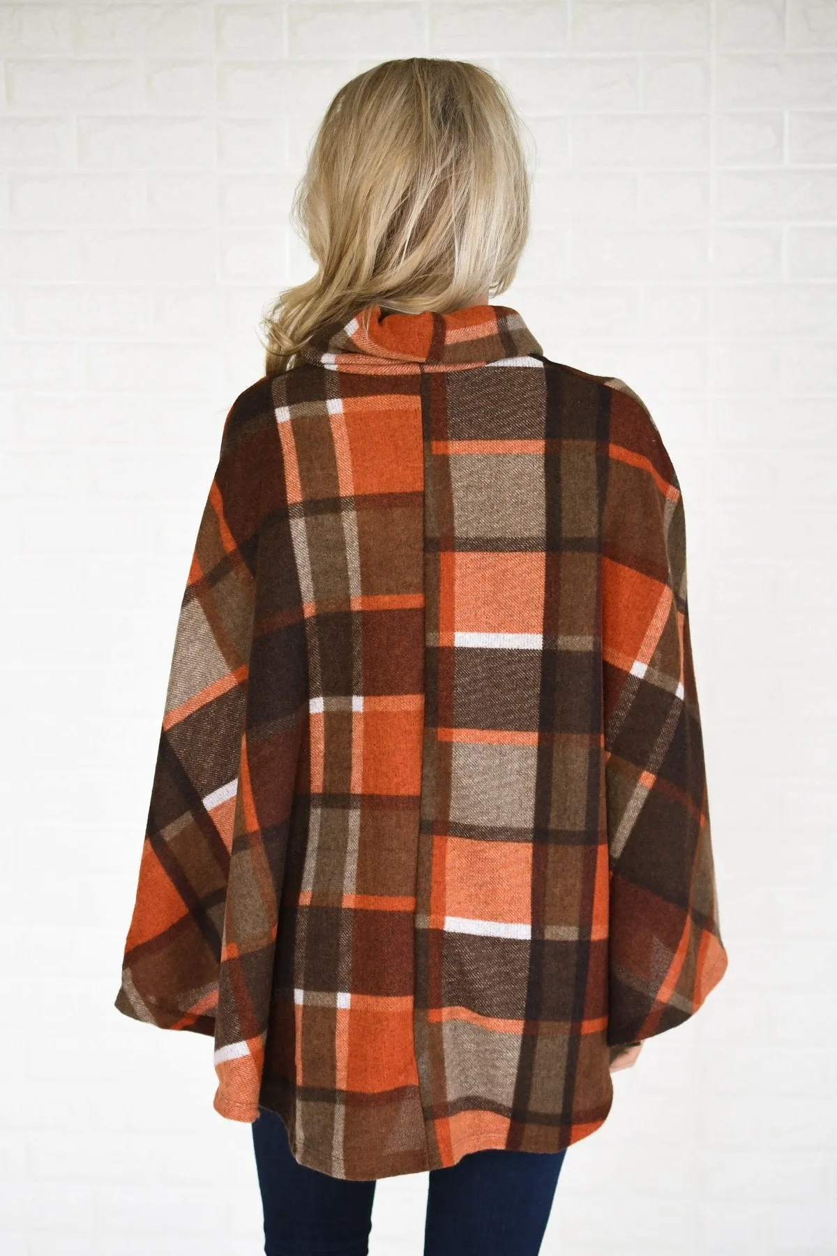 Colors of Fall Plaid Poncho Top