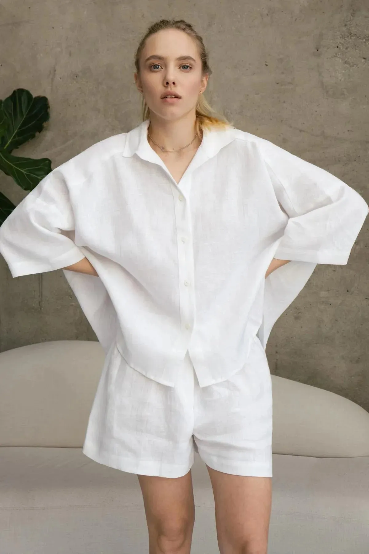 Corfu Cloud Cotton Linen Loungewear Set