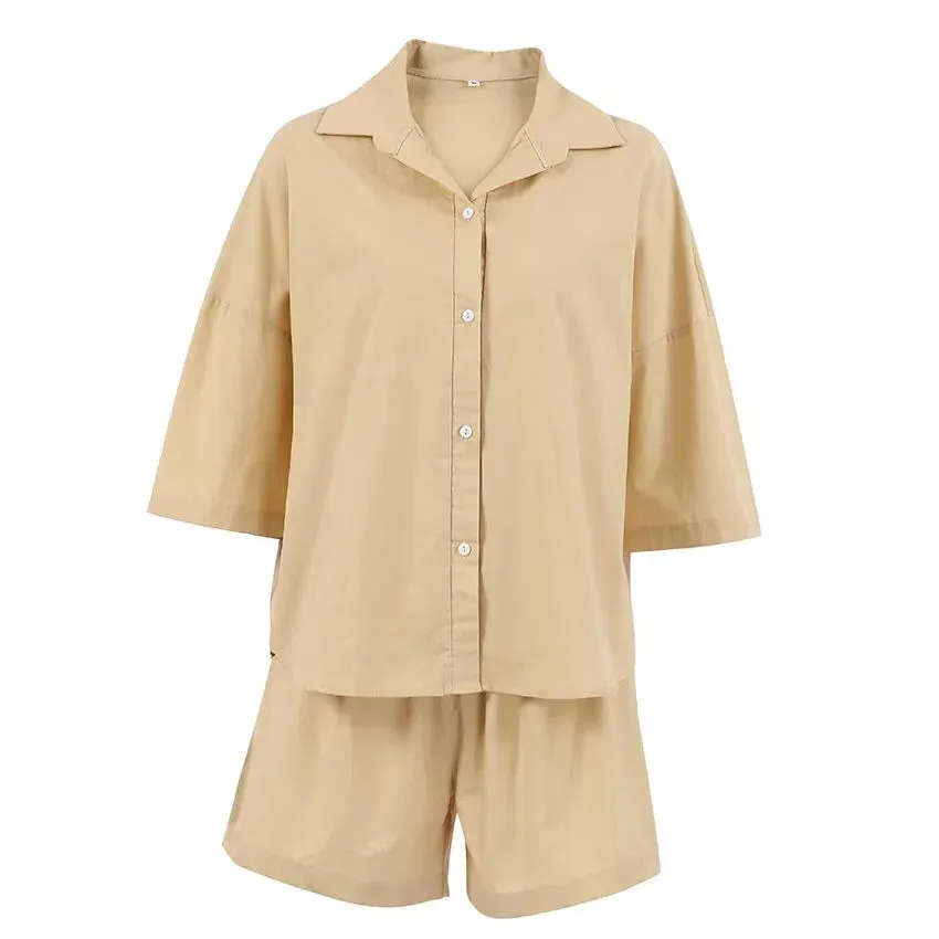 Corfu Cloud Cotton Linen Loungewear Set