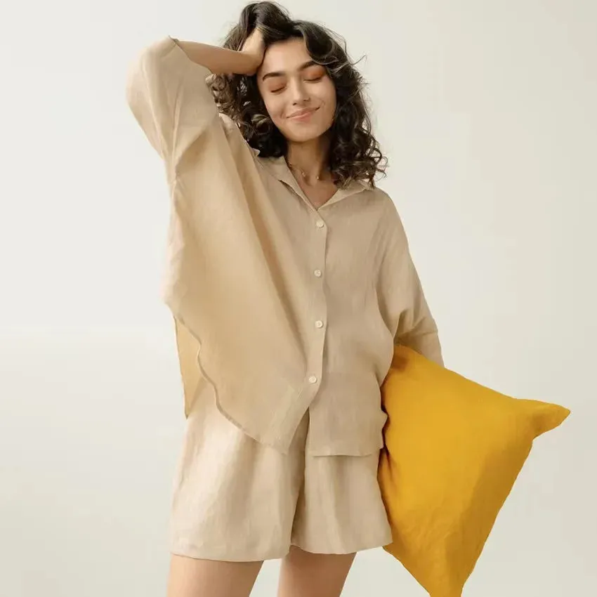 Corfu Cloud Cotton Linen Loungewear Set