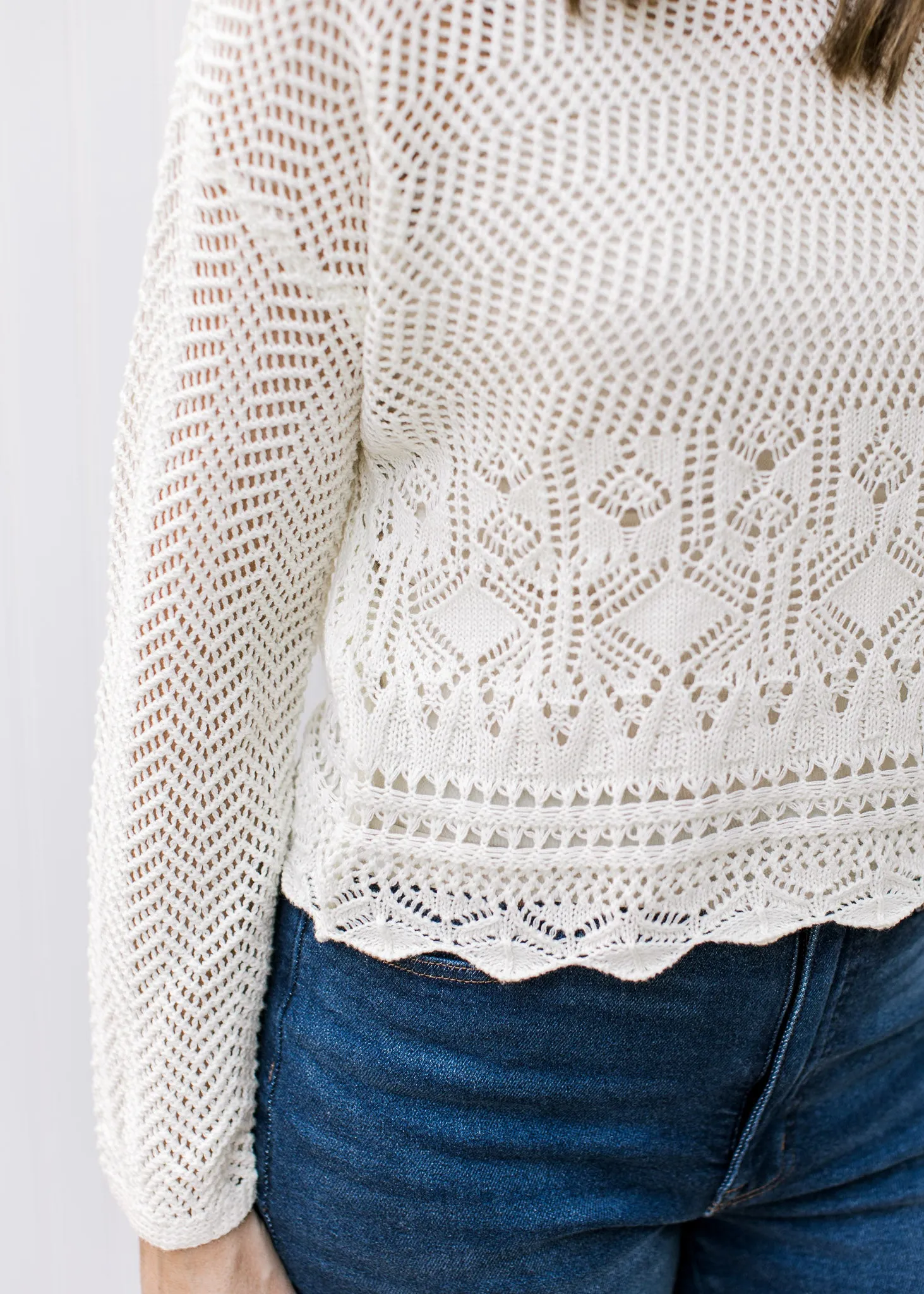 Cream Crochet Sweater