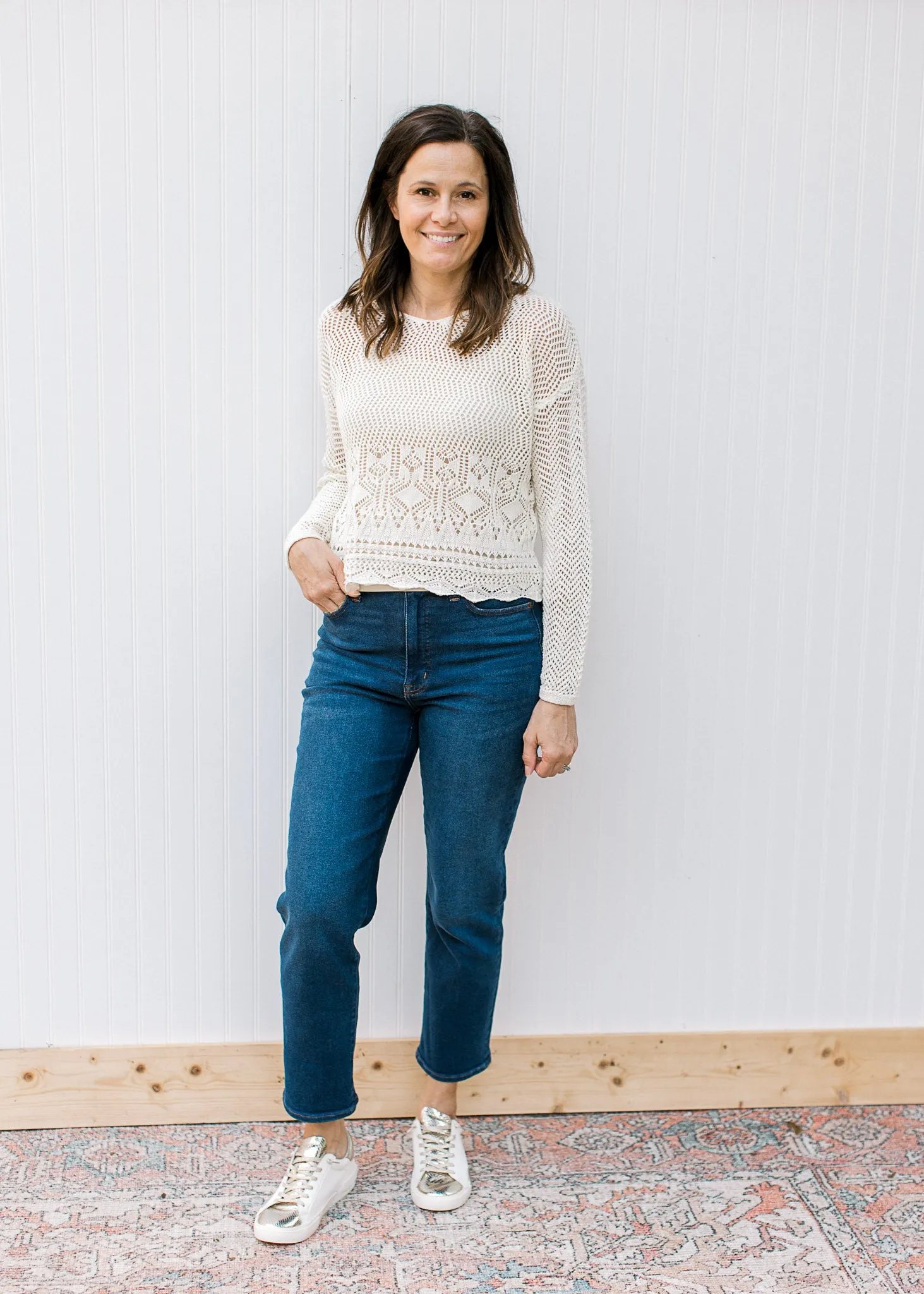 Cream Crochet Sweater