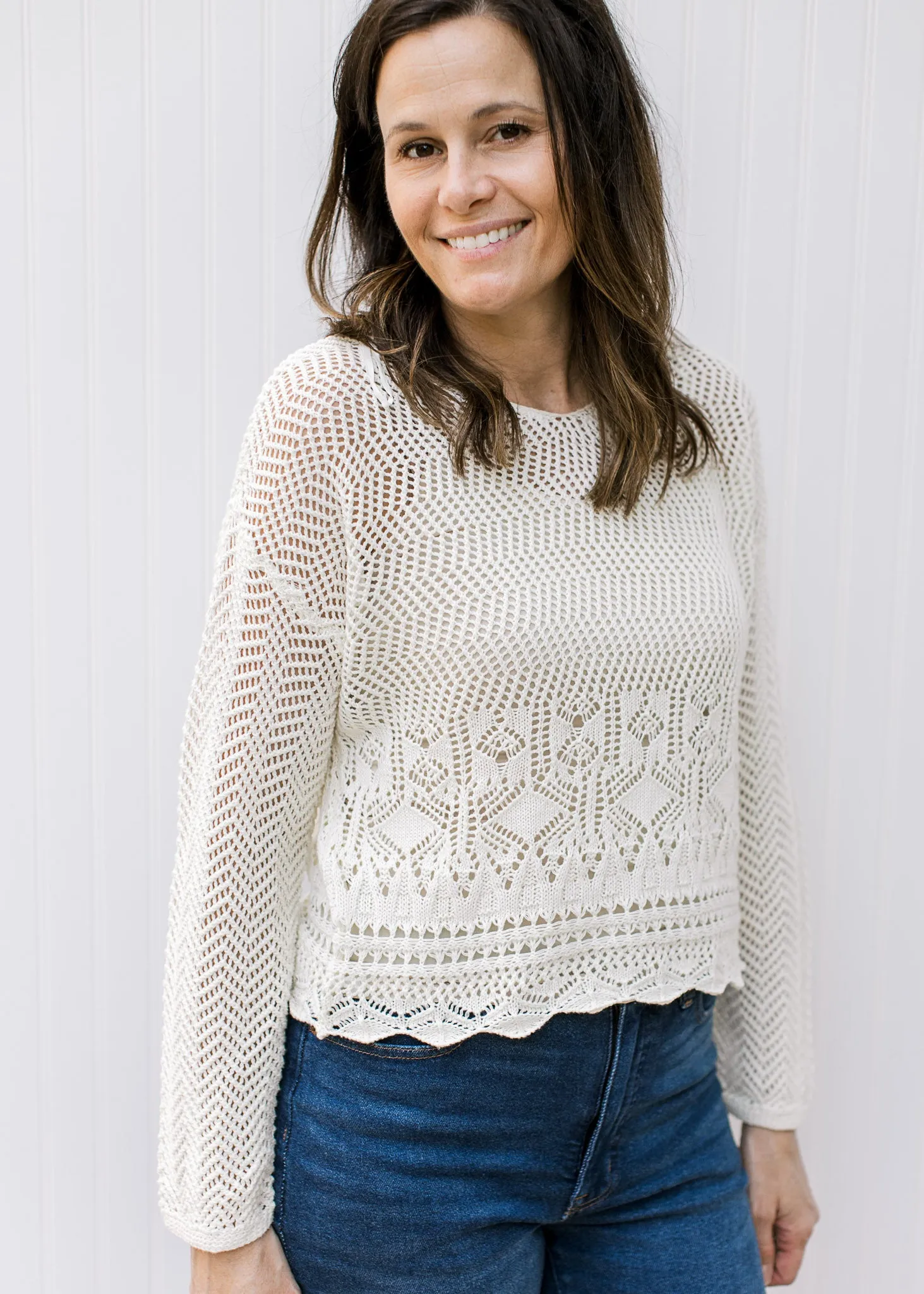 Cream Crochet Sweater