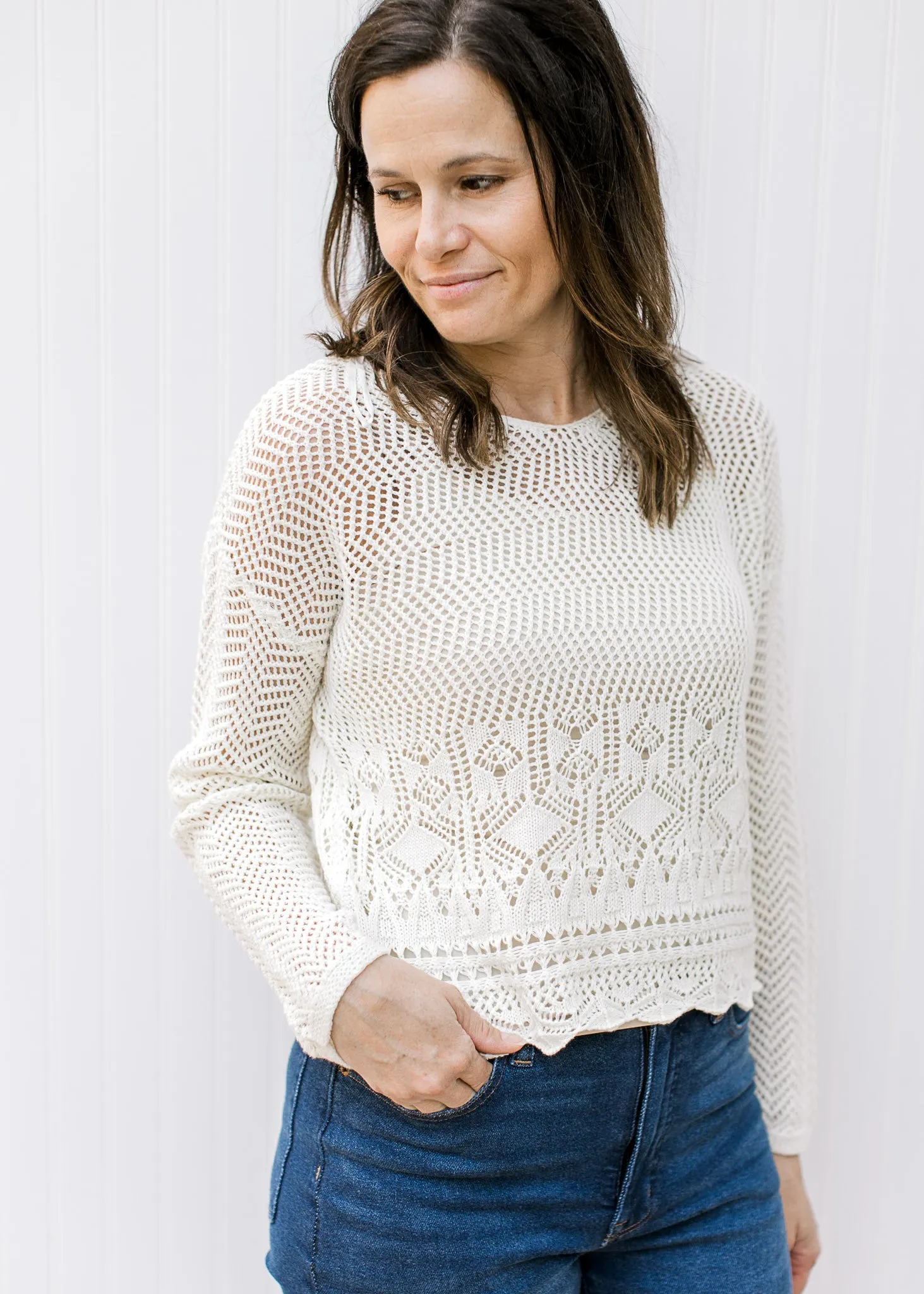 Cream Crochet Sweater
