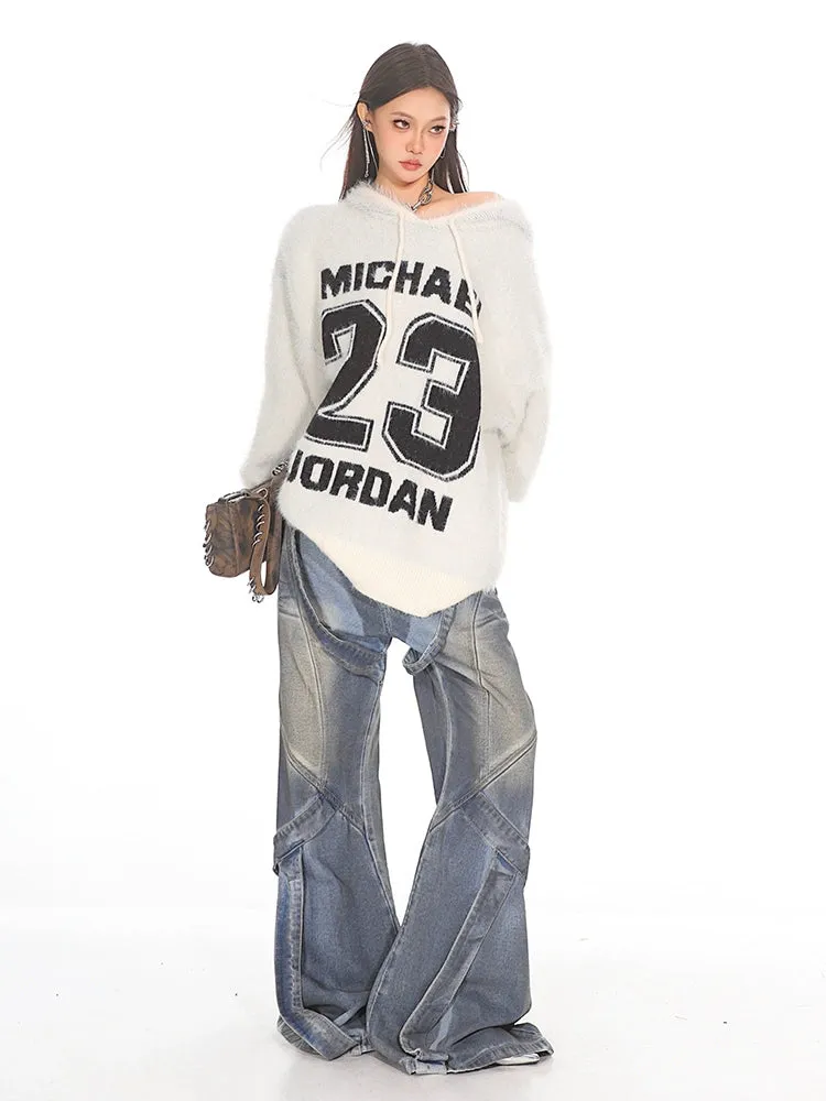 Deconstructed Strappy Denim Trousers