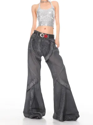 Deconstructed Strappy Denim Trousers