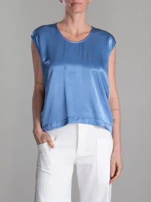 Delphine Cocoon Top in Vintage Satin - Periwinkle
