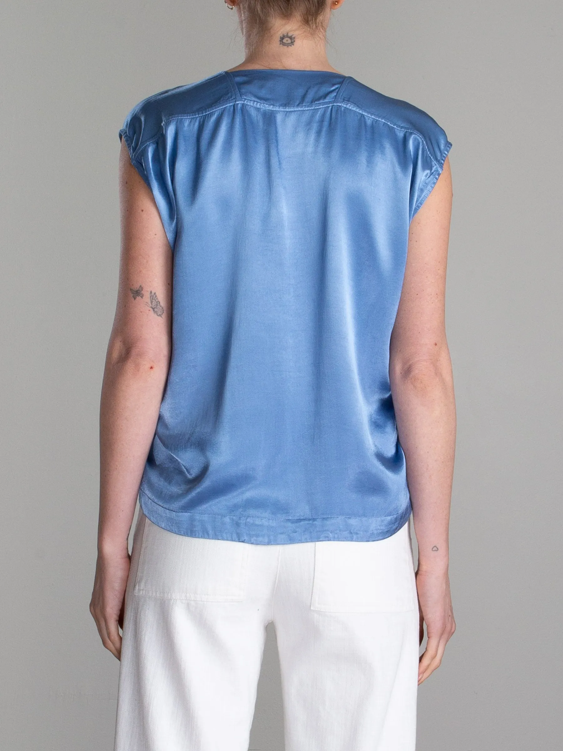 Delphine Cocoon Top in Vintage Satin - Periwinkle
