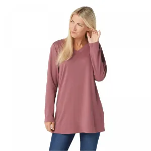 Denim & Co. Women's Essentials Interlock V-Neck Tunic Top