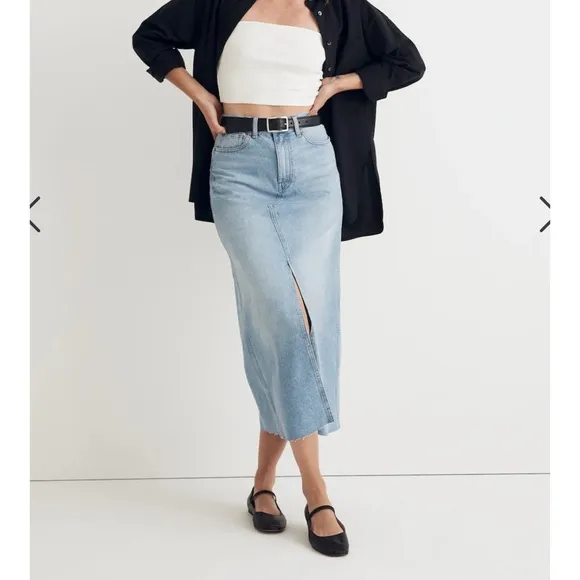 Denim Maxi Skirt in Merrimon Wash