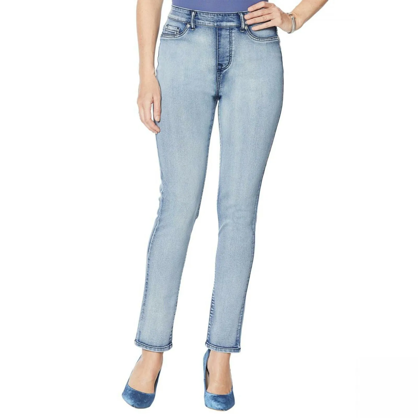DG2 by Diane Gilman Women's Petite Sorbet Denim Pull On Skinny Jeans