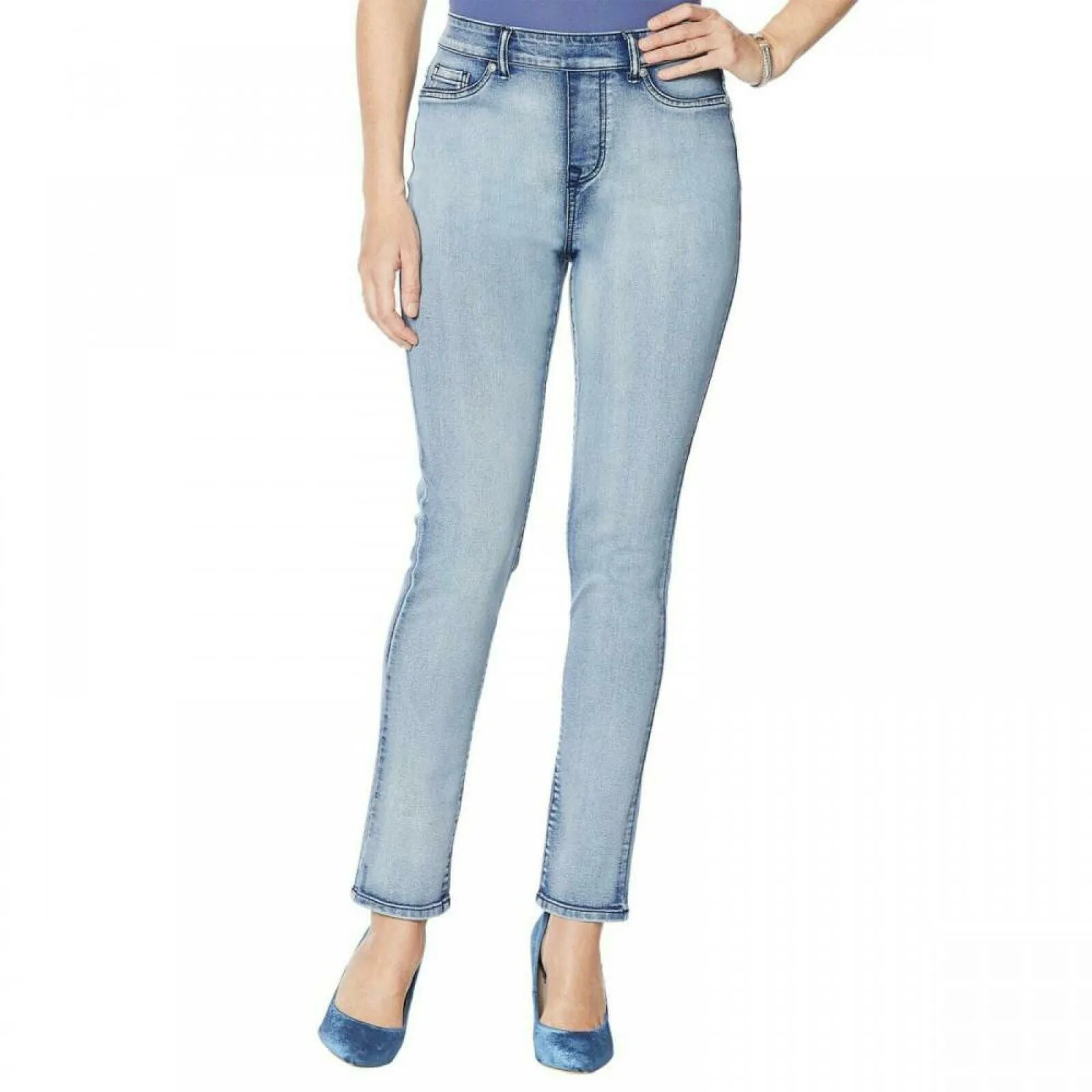 DG2 by Diane Gilman Women's Petite Sorbet Denim Pull On Skinny Jeans