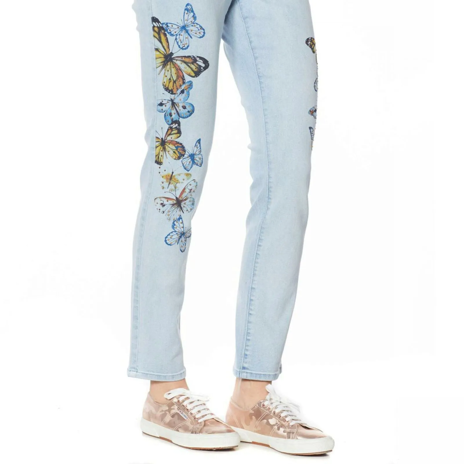 DG2 by Diane Gilman Women's Plus Size Stretch Artwork Slim Leg Jeans