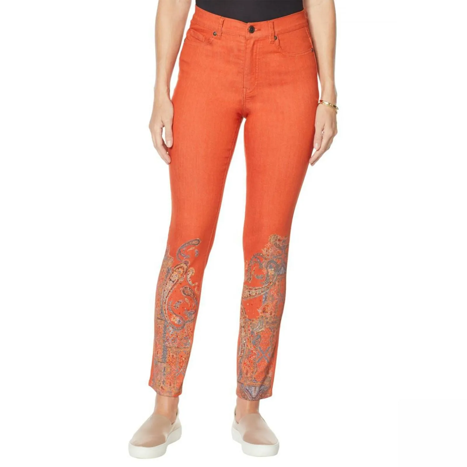 DG2 by Diane Gilman Women's Printed Skinny Jeans