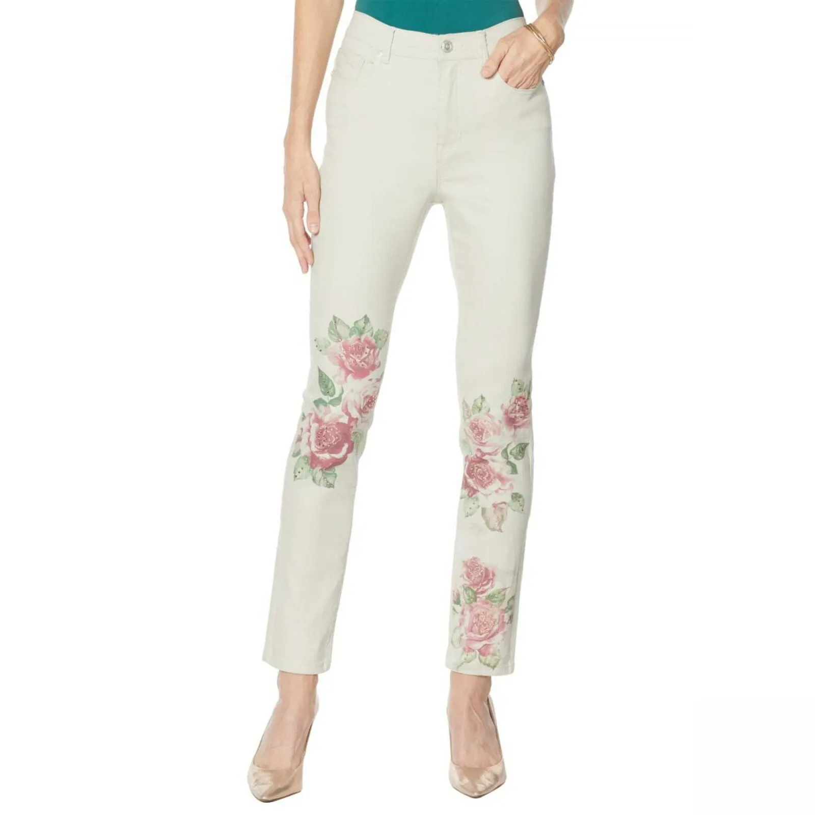 DG2 by Diane Gilman Women's Printed Skinny Jeans