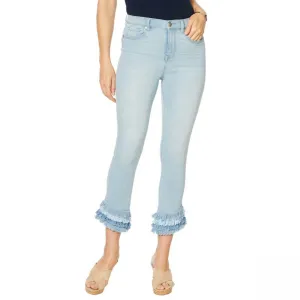 DG2 by Diane Gilman Women's Virtual Stretch Layered Fringe Crop Jeans