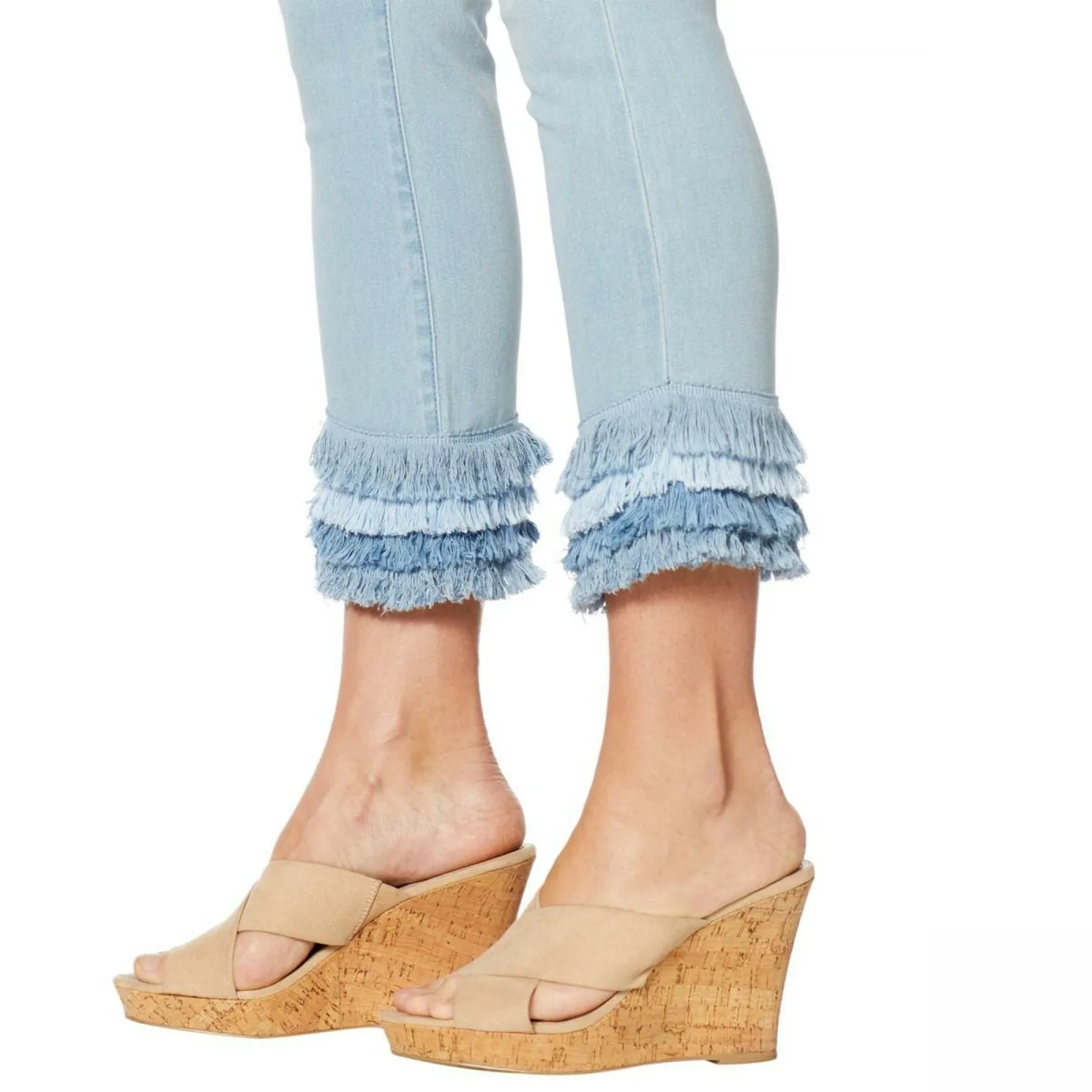 DG2 by Diane Gilman Women's Virtual Stretch Layered Fringe Crop Jeans