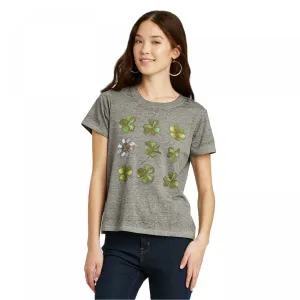 Doe Women's St. Patrick's Day Clover Sketch Short Sleeve Graphic T-Shirt