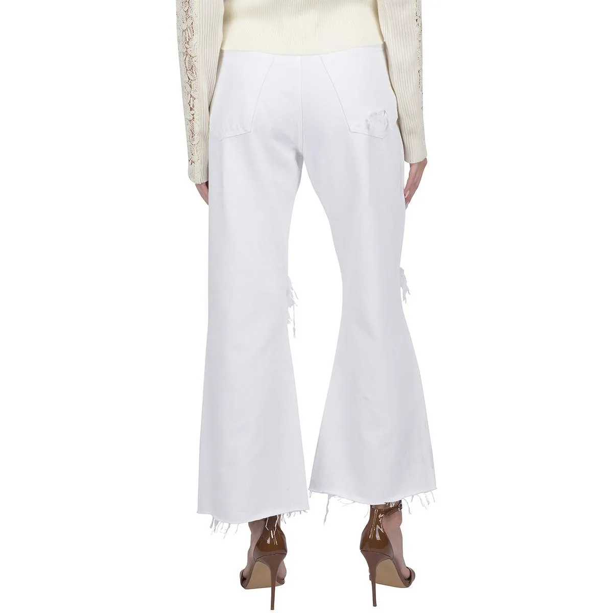 Easy Boy Womens Destroyed Denim Bootcut Jeans