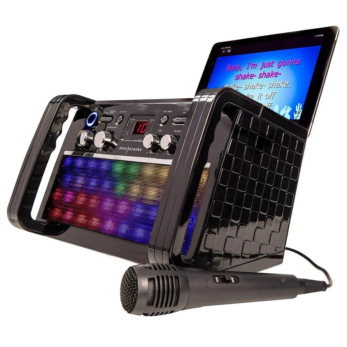 Easy Karaoke Bluetooth® Karaoke System with LED Light Effects   1 Microphone