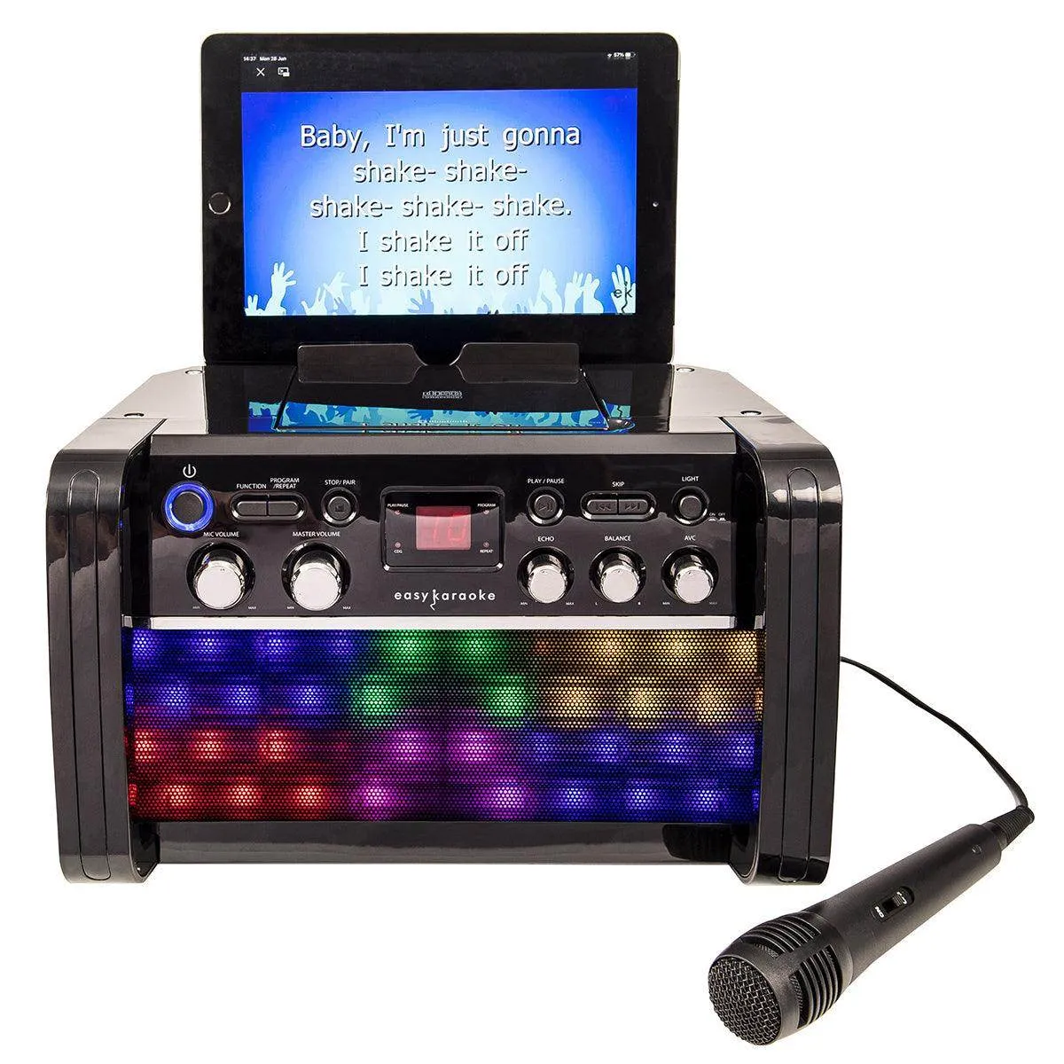 Easy Karaoke Bluetooth® Karaoke System with LED Light Effects   1 Microphone