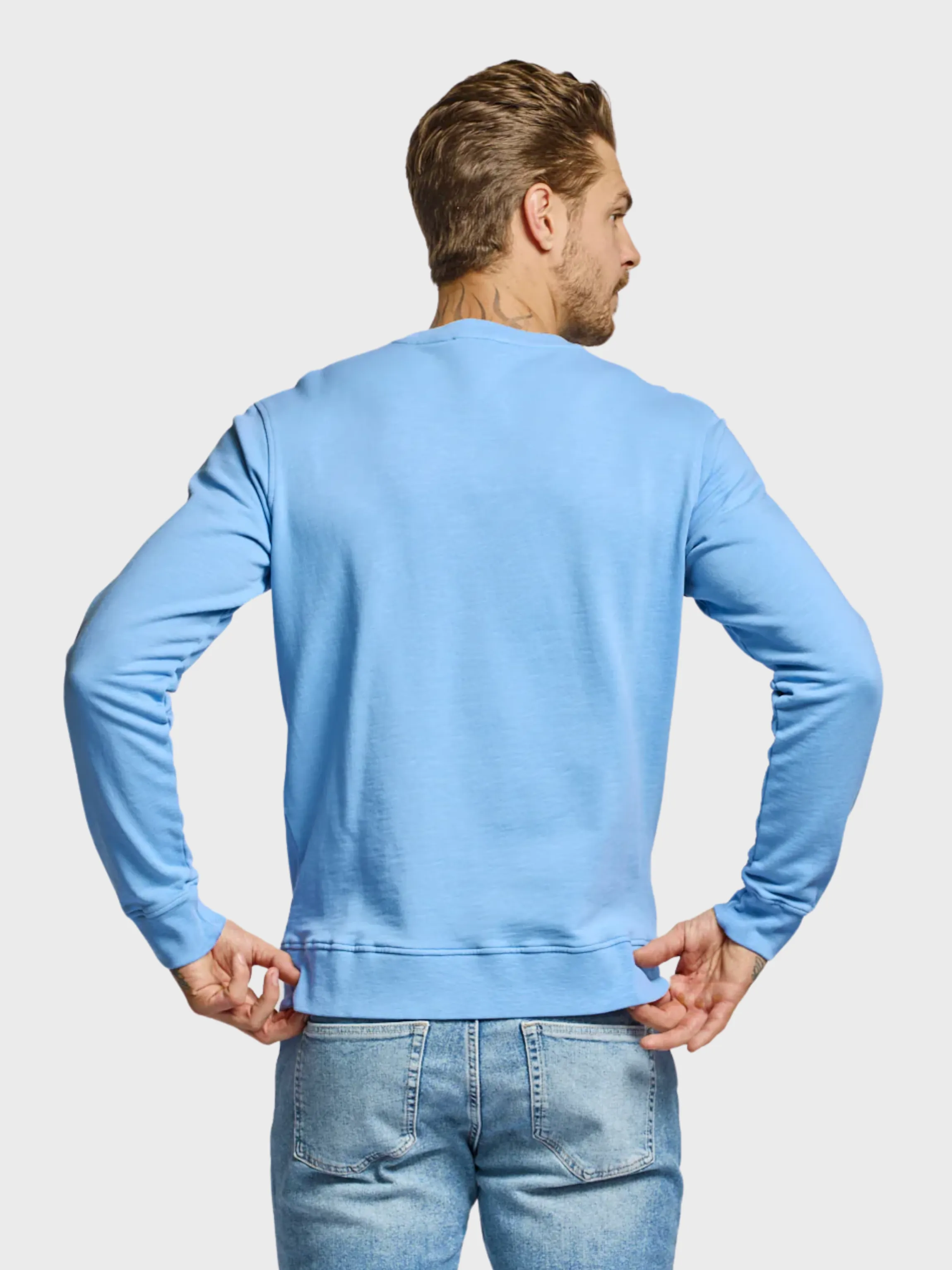 Easy Mondays Crew Neck Sweatshirt Slub Cotton Azure
