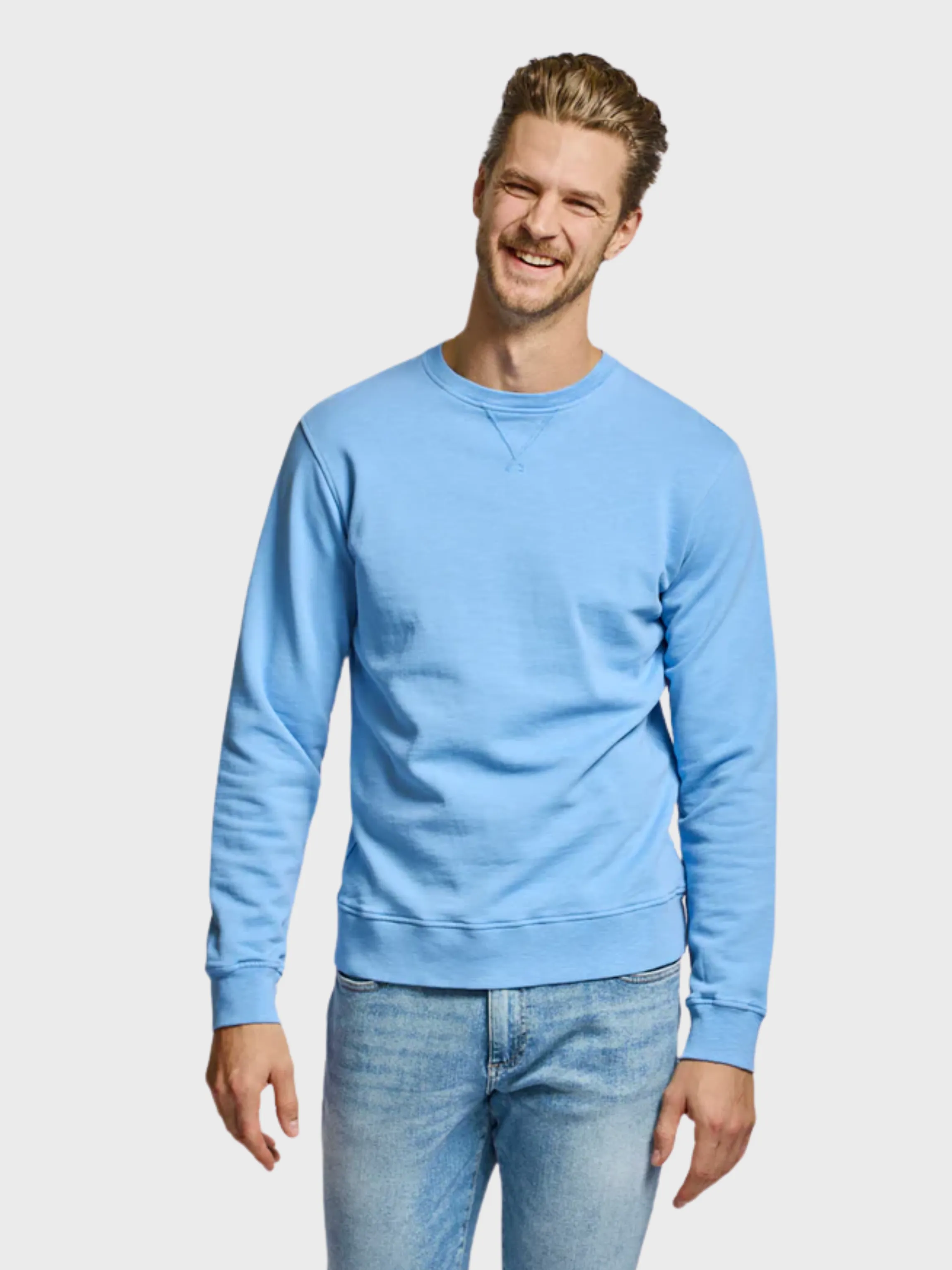 Easy Mondays Crew Neck Sweatshirt Slub Cotton Azure