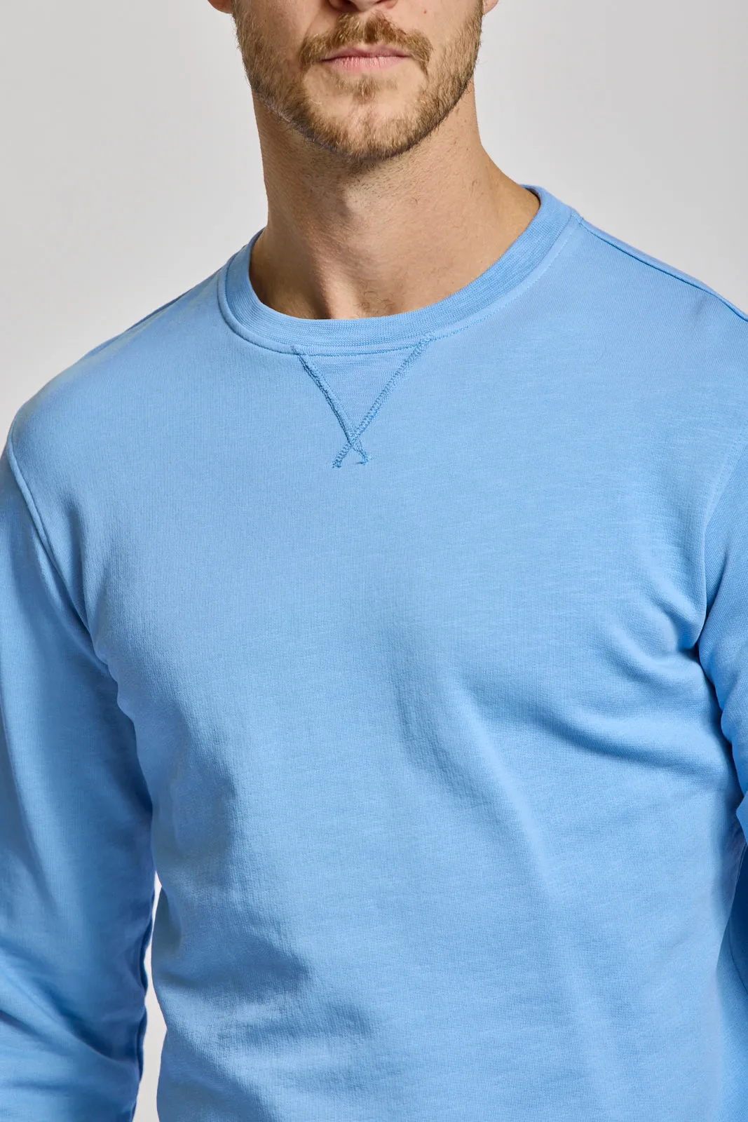 Easy Mondays Crew Neck Sweatshirt Slub Cotton Azure